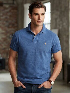 Ralph Lauren Polo Blue Size Medium Shirt Golf Short Sleeve EUC